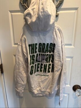 Abercrombie Hoodie with Green 'The Grass Is Always Greener' Graphic